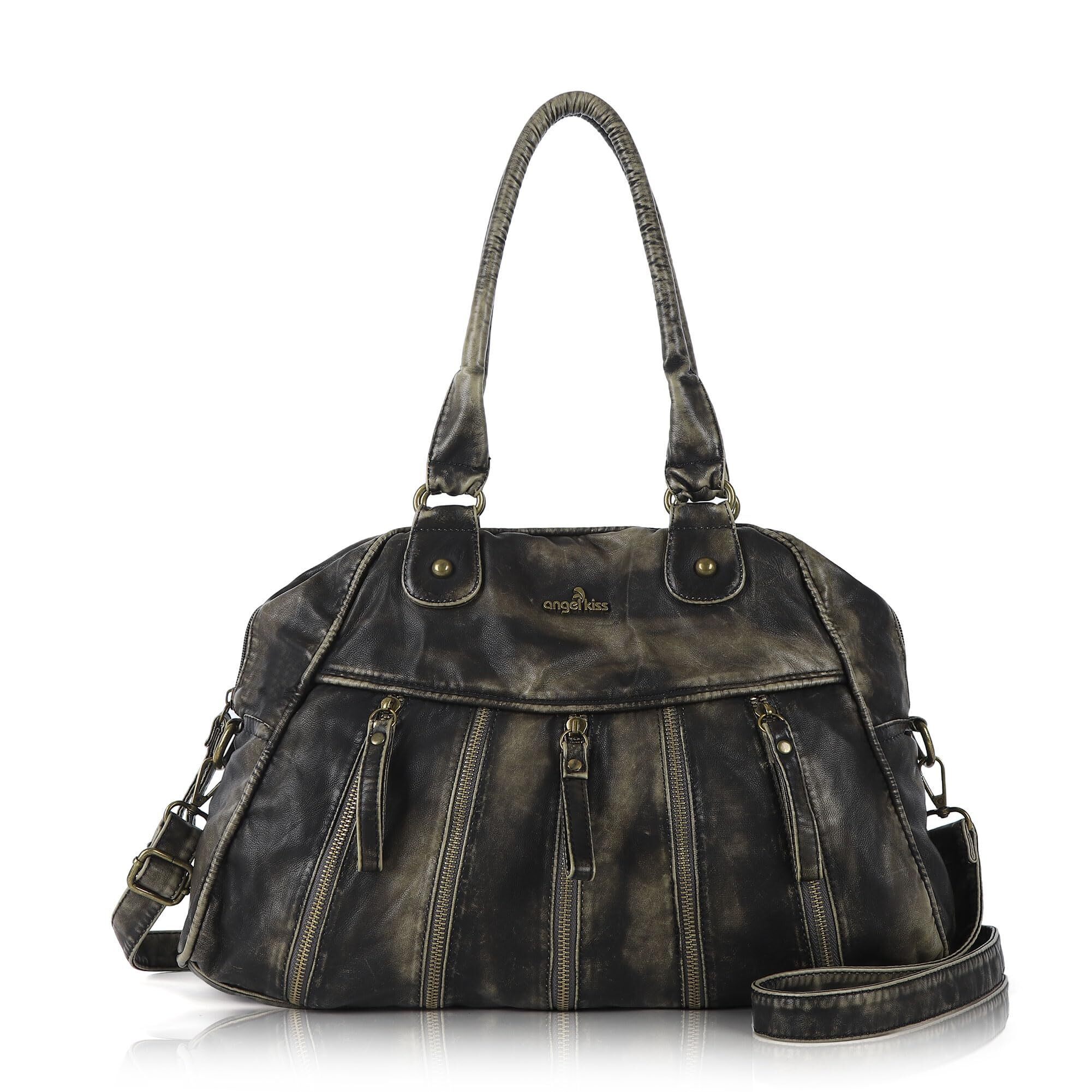 8688 Purses Trendy Soft Shoulder Purses And Handbags Hobo Bags Black Grey